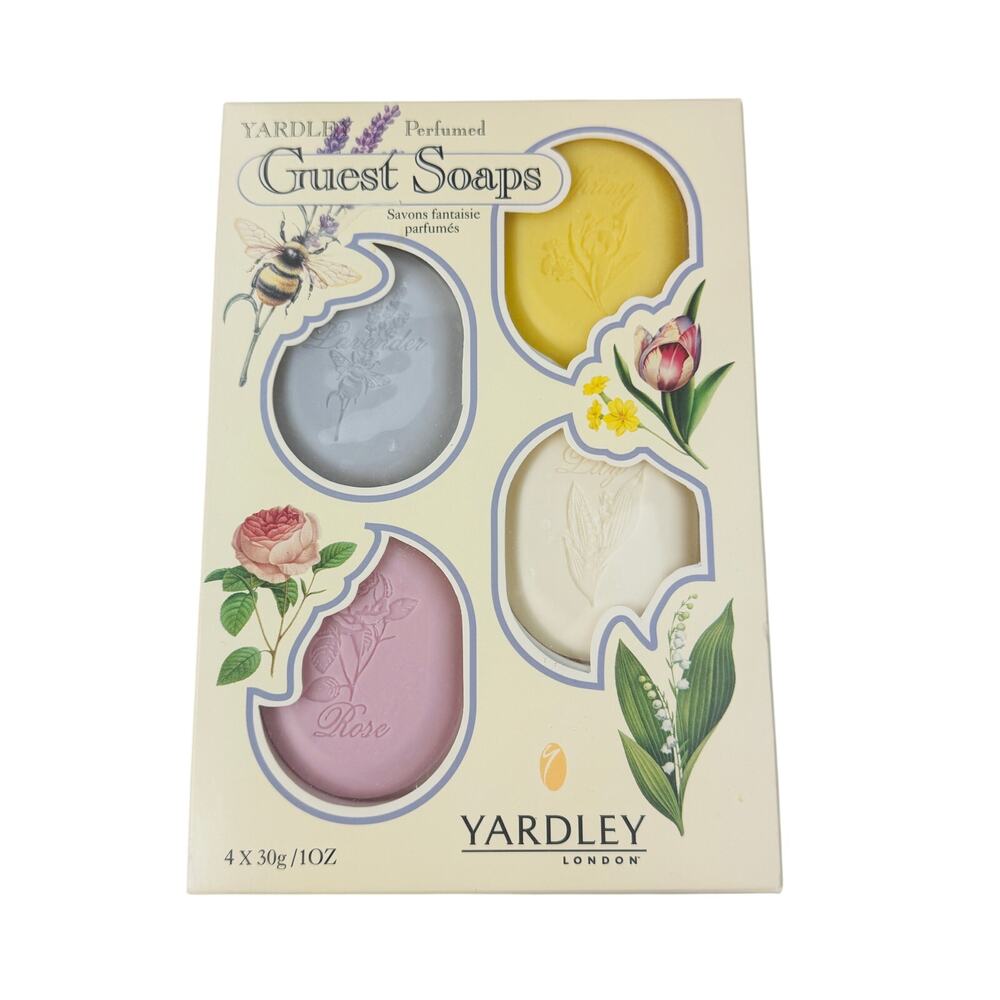 Vintage Set of 4 Yardley Perfumed Oval Guest Soaps Lavender Spring Rose Lily
